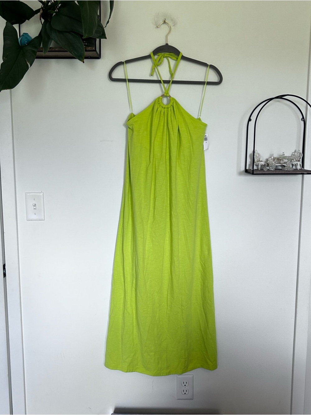 NWT Old Navy Neon Sleeveless Halter Tie Neck Open Back Midi Dress Large Tall